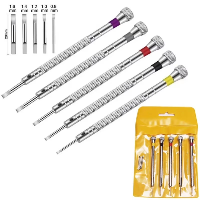 Watchmaker Screwdriver - 0.8-1.6mm Stalen Schroevendraaier voor Horloge Repareren