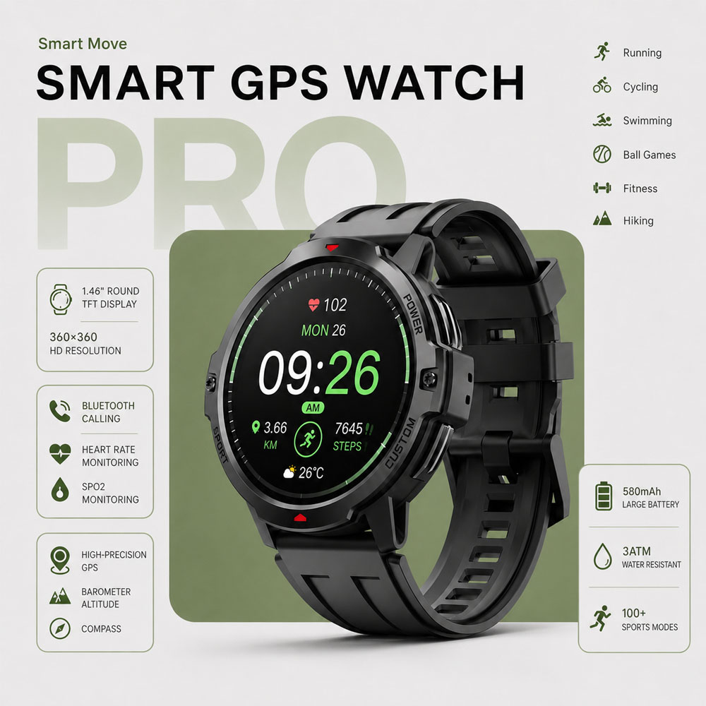 Timex Watches Smartwatch - NIEUWE 1.46 Inch Militaire GPS Smartwatch