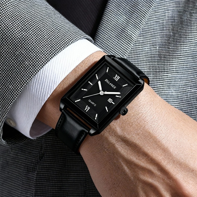 Smartwatch Branded Watches For Men - Casual lederen herenhorloges Mode vierkante quartzhorloges