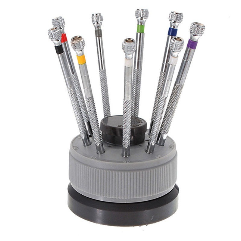 Watchmaker Screwdriver - Roestvrijstalen precisieschroevendraaierset Horlogereparatieset voor horlogemaker 9-delige