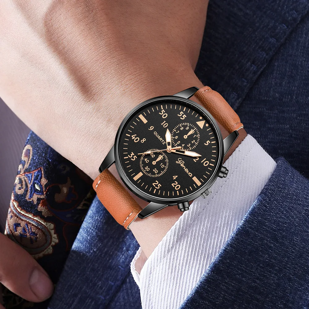 Smartwatch Watches Gift For Men - AAA3Pcs Geneva Heren Chronograaf Horloge Set