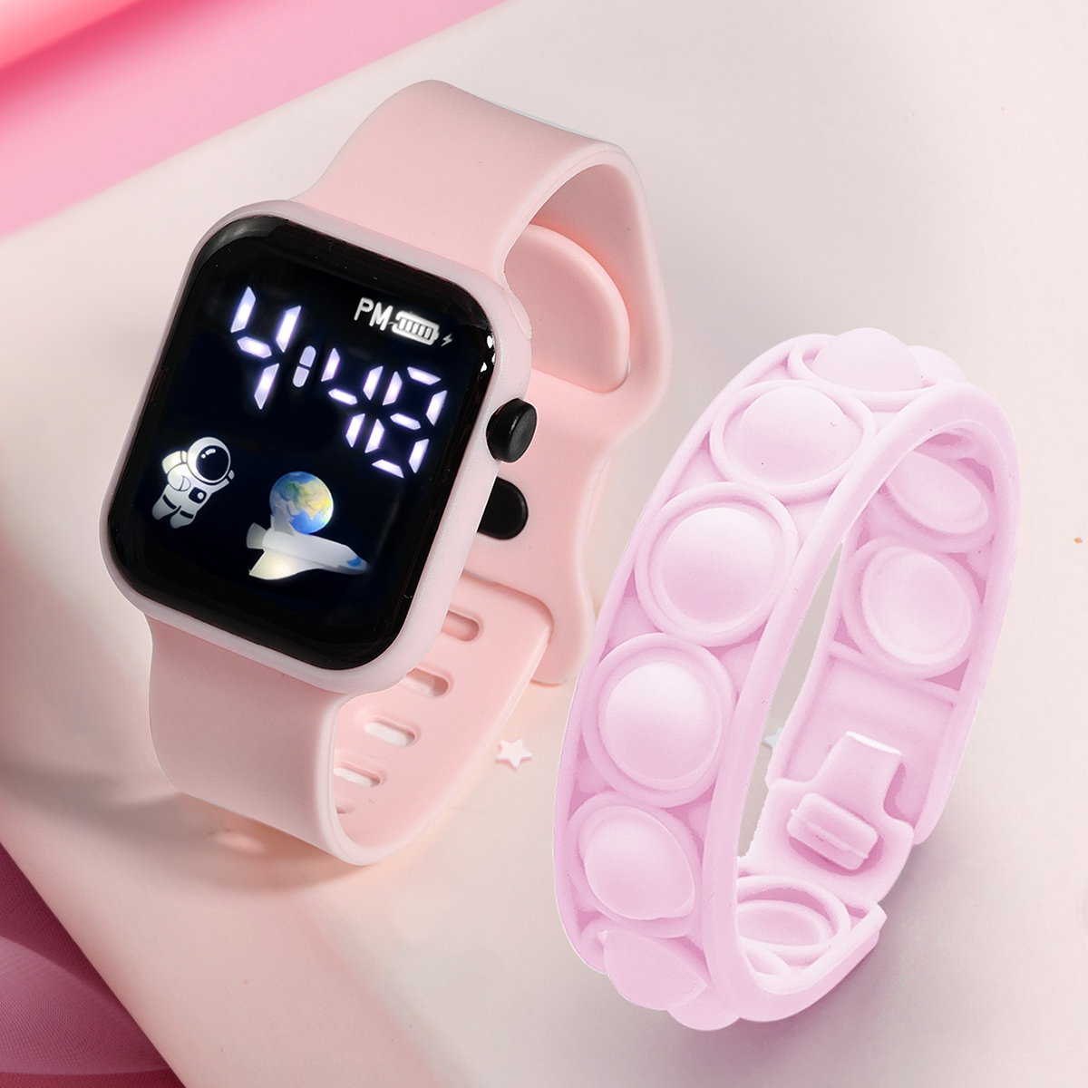 Smartwatch Watches Gift For Girls - 2 Stuks Kinder Slim Horloge Armband