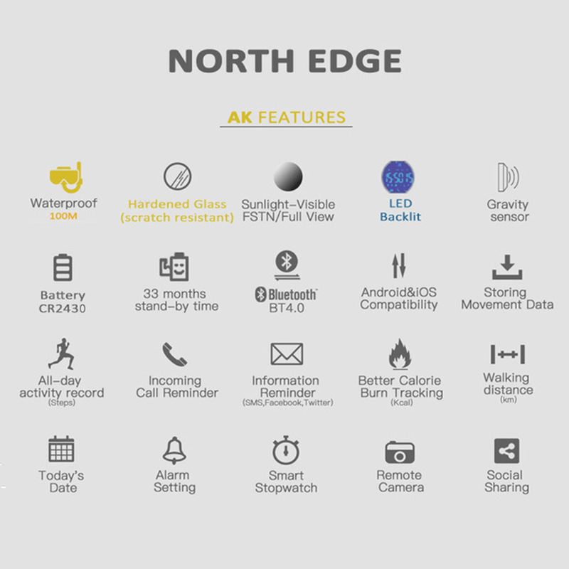 NORTH EDGE AK 100M waterdicht  - Smartwatch Watches For Men Digital recensie en prijs