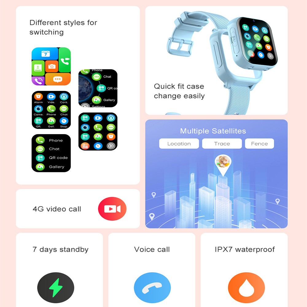 Smart Watch Kinderen 4G GPS WI - Smartwatch Watches Gift For Girls recensie en prijs
