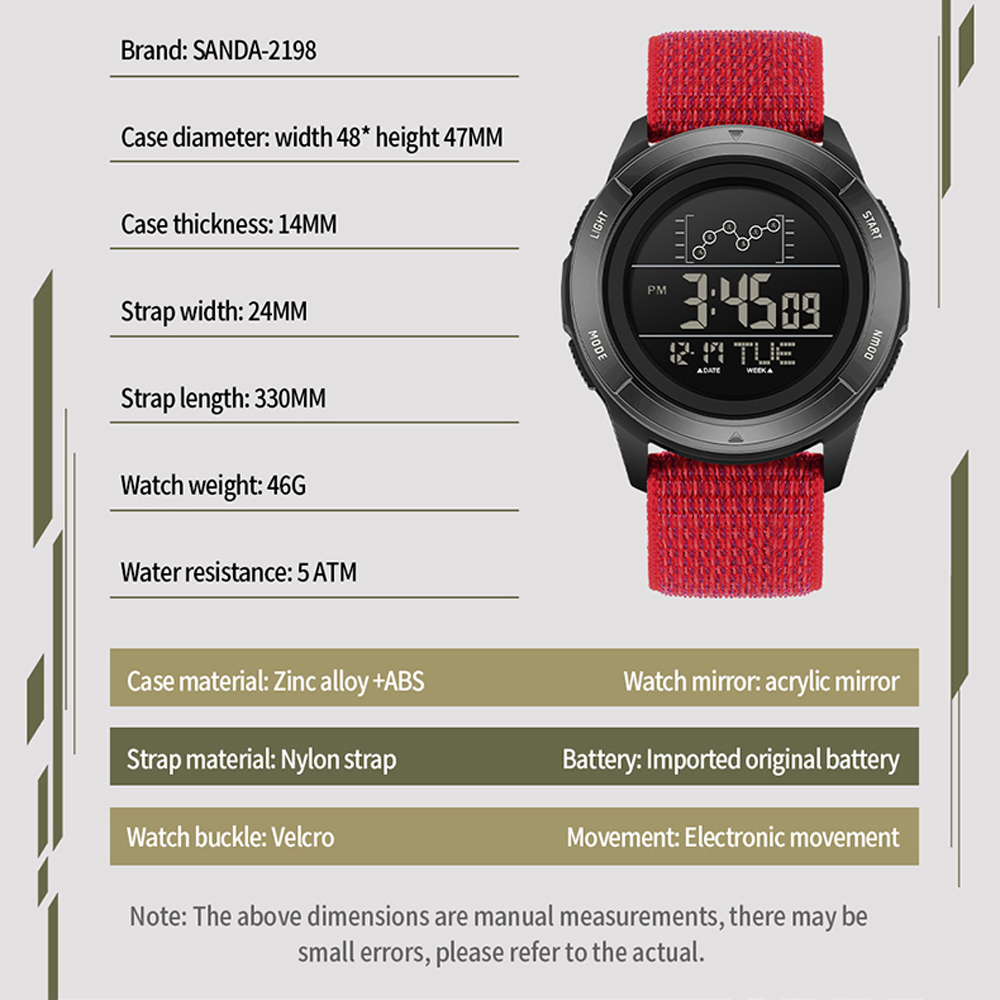 SANDA elektronisch horloge nyl - Tide Watch Surf recensie en prijs