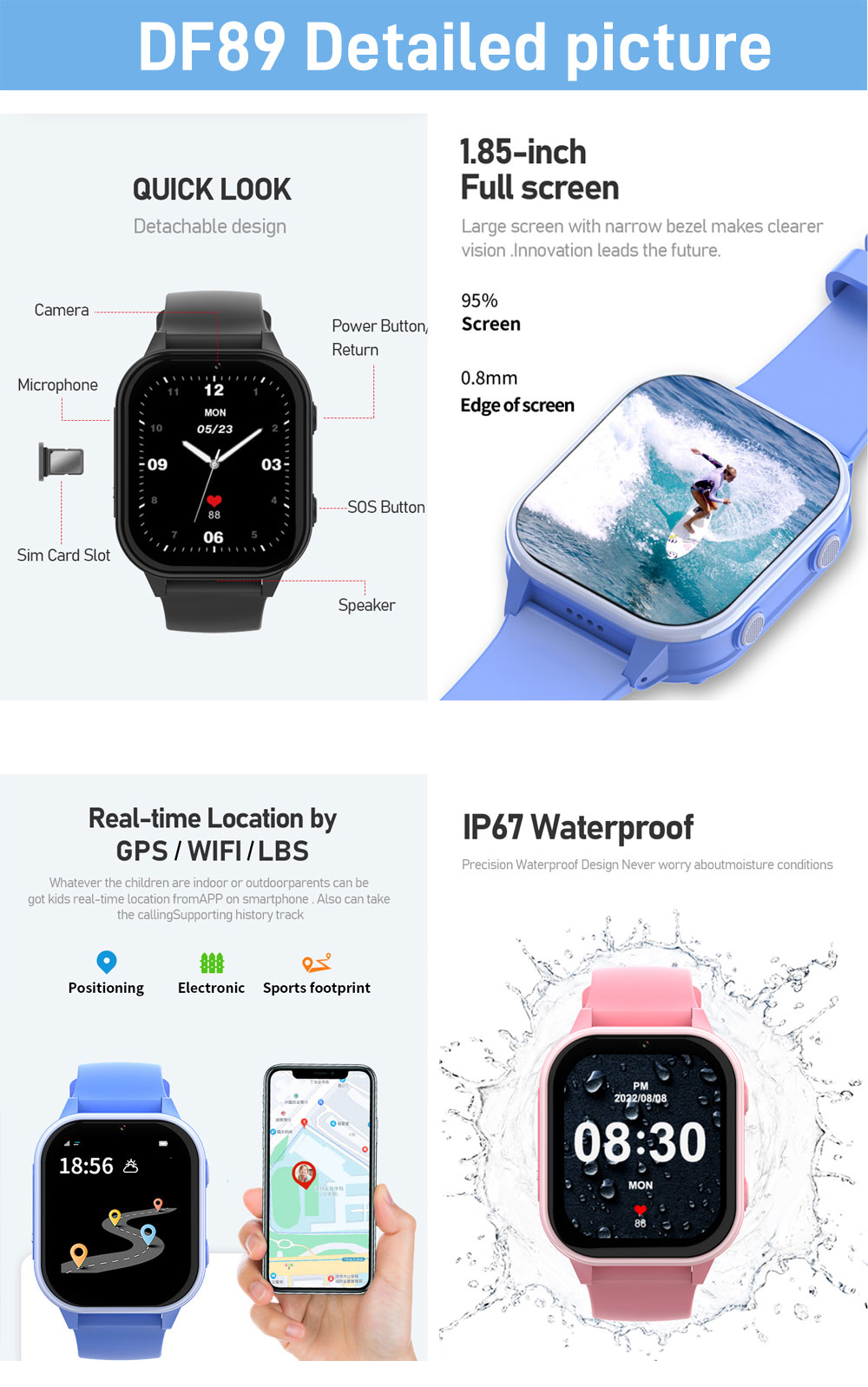 2G 4G Kids Smart Watch Telefoo - Smartwatch Watches Gift For Girls recensie en prijs